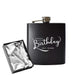 Engraved 6oz Black Hip flask with Happy Birthday design Image 2