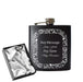 Engraved 6oz Black Hip flask with Heart border Image 1