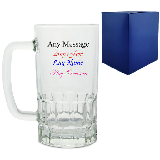 Personalised Glass Tankard, Add any message in a choice of colours Image 1