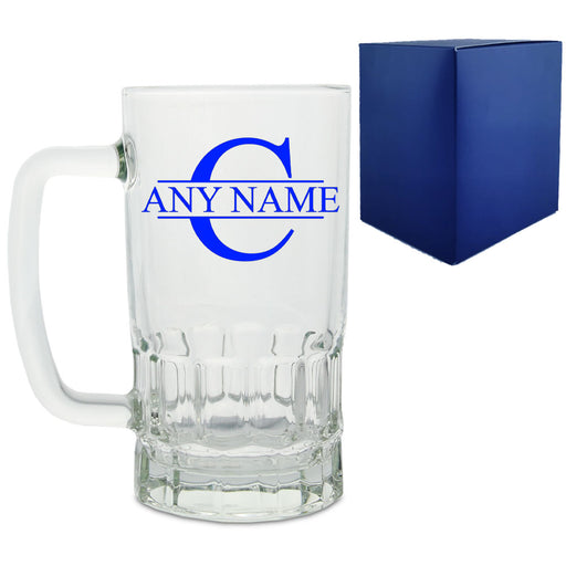Personalised Glass Tankard, with Name and Initial Design Image 1