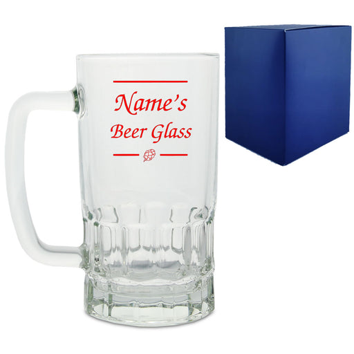 Personalised Glass Tankard, with Name's beer glass design Image 1