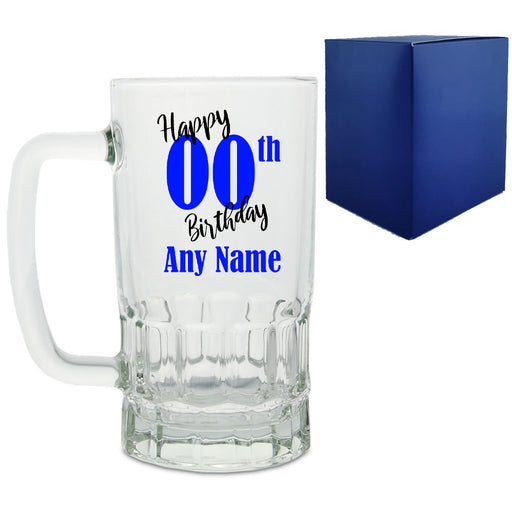 Personalised Glass Birthday tankard with any year and name Image 1