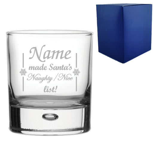 Engraved Novelty Christmas Whiskey Glass "Name made Santa's Naughty/Nice list!" With Gift Box Image 2