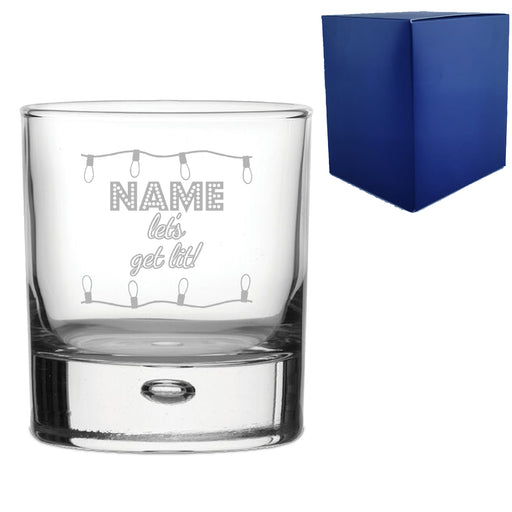 Engraved Christmas Whiskey Tumbler with Name, Let's get lit! Design Image 1