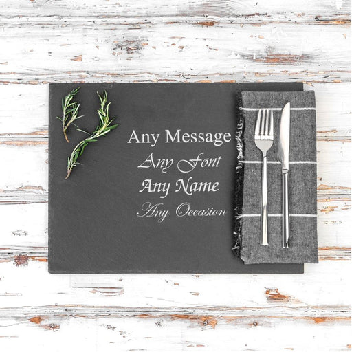 Personalised Engraved Rectangular Natural Slate Placemat and Platter Image 2