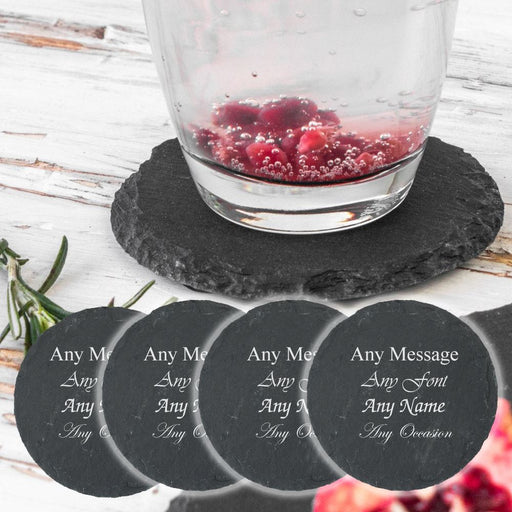Personalised Engraved Round Natural Slate Drinks Coaster - Set of 4 Image 2