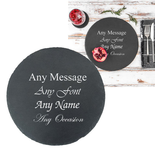 Personalised Engraved Round Natural Slate Serving Placemat Image 2