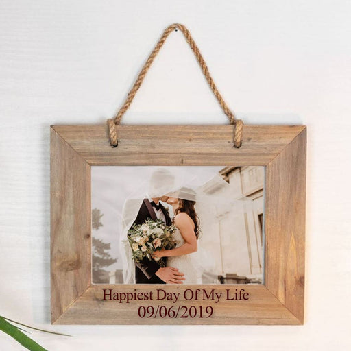 Engraved 7x5" Hanging Wooden Picture Frame Image 2