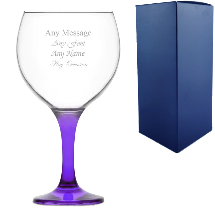 Engraved Pruple Stemmed Gin Balloon Glass Image 2
