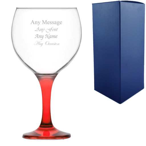 Engraved Red Stemmed Gin Balloon Glass Image 1