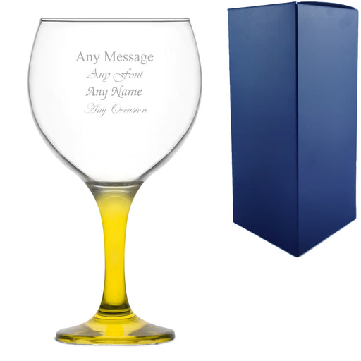 Engraved Yellow Stemmed Gin Balloon Glass Image 2