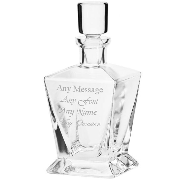 Engraved 750ml Handmade Tapered Square Spirit Decanter Image 1