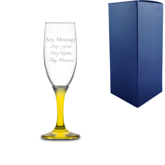 Engraved Yellow Stemmed Champagne Flute Image 2