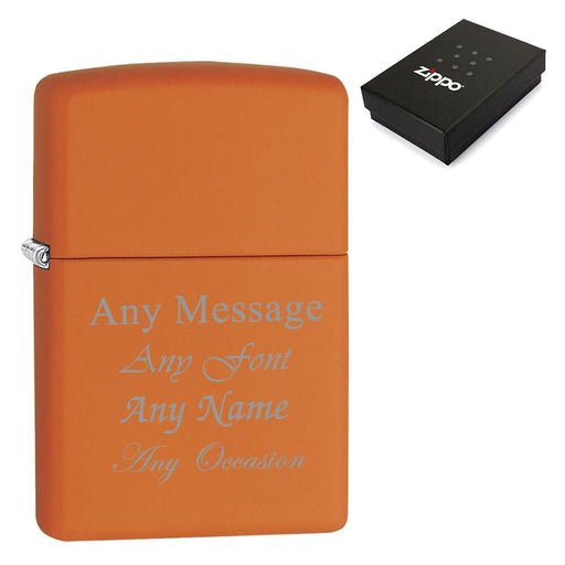 Engraved Matte Orange Zippo Lighter Image 1