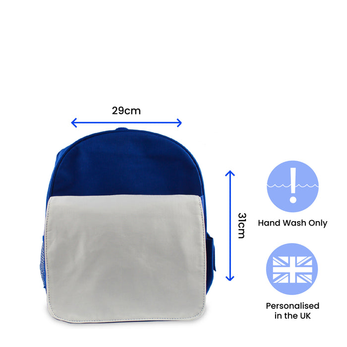 Personalised Printed Blue Kids Backpack Image 3