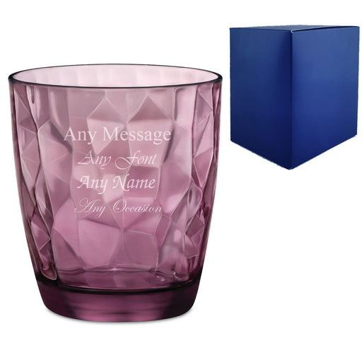Engraved 390ml Purple Diamond Whisky Glass With Gift Box Image 1