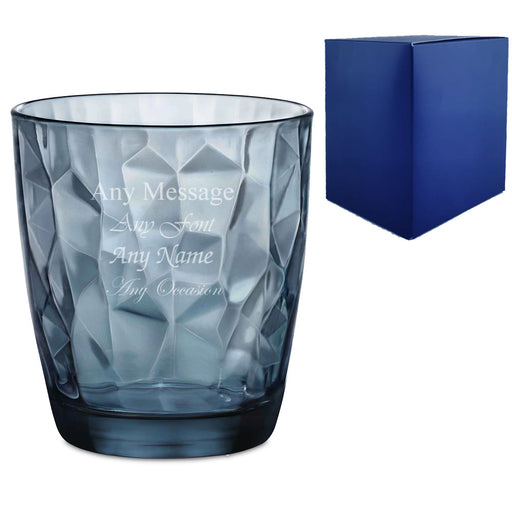 Engraved 390ml Blue Diamond Whisky Glass With Gift Box Image 1