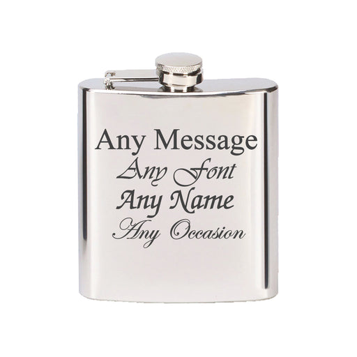 Engraved Stainless Steel 6oz Hip Flask Image 2