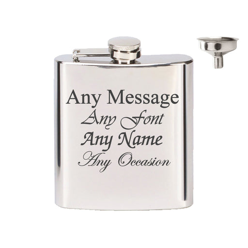 Engraved Stainless Steel 6oz Hip Flask with Funnel Image 1