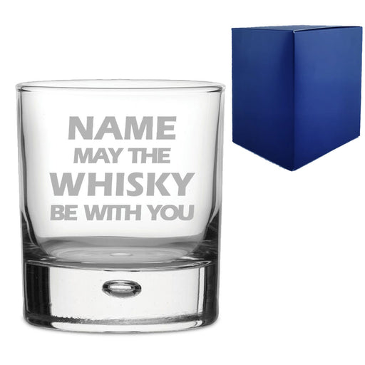 Engraved "Name may the Drink be with you" Novelty Whisky Tumbler With Gift Box Image 1