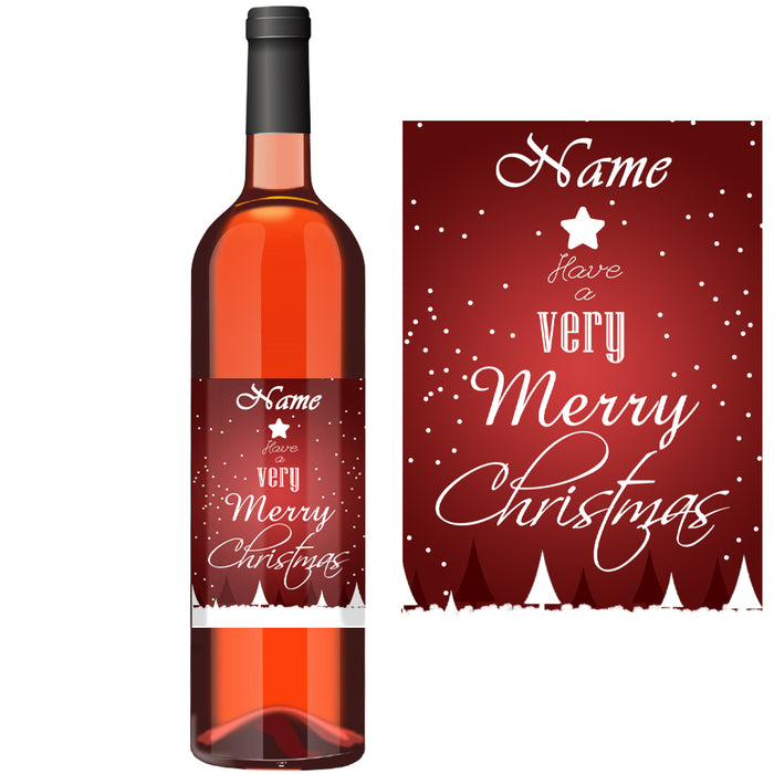 Personalised Wine Bottle Label with Red Christmas Design Image 2