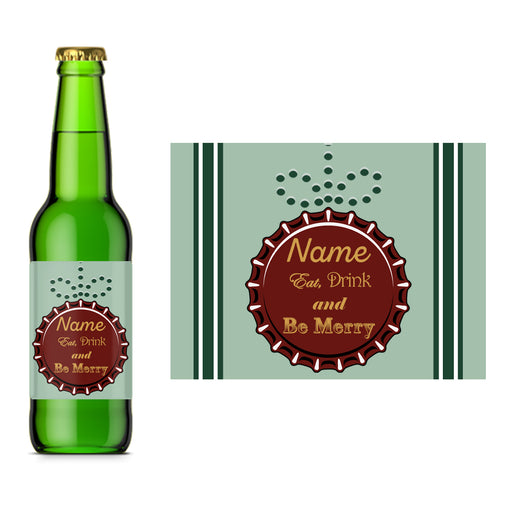 Beer Bottle Label with Bottle Cap Bauble Design Image 1