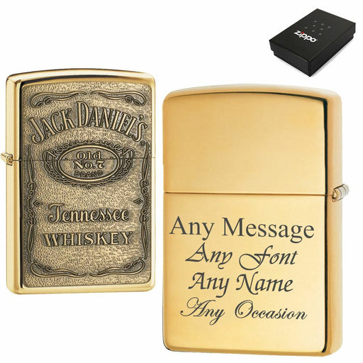 Engraved Brass Jack Daniels Zippo, Official Zippo lighter Image 1