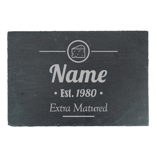 Engraved Rectangular Slate Cheeseboard with Extra Matured Design Image 1