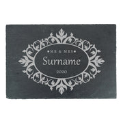 Engraved Rectangular Slate Cheeseboard with Mr and Mrs Design Image 2
