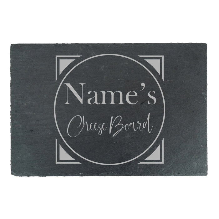 Engraved Rectangular Slate Cheeseboard with Name's Cheeseboard with Circle Design Image 2