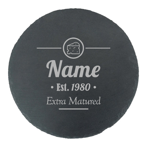 Engraved Round Slate Cheeseboard with Extra Matured Design Image 2