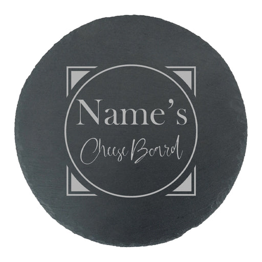 Engraved Round Slate Cheeseboard with Name's Cheeseboard with Circle Design Image 2