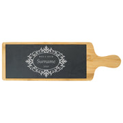 Engraved Bamboo and Slate Cheeseboard with Mr and Mrs Design Image 1