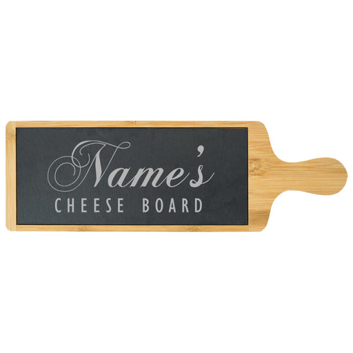 Engraved Bamboo and Slate Cheeseboard with Name's Cheeseboard Design Image 1