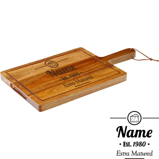 Engraved Acacia Wood Cheeseboard with Extra Matured Design Image 1