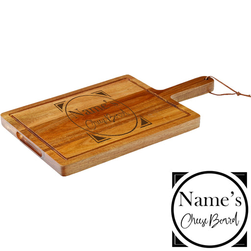 Engraved Acacia Wood Cheeseboard with Name's Cheeseboard with Circle Design Image 1