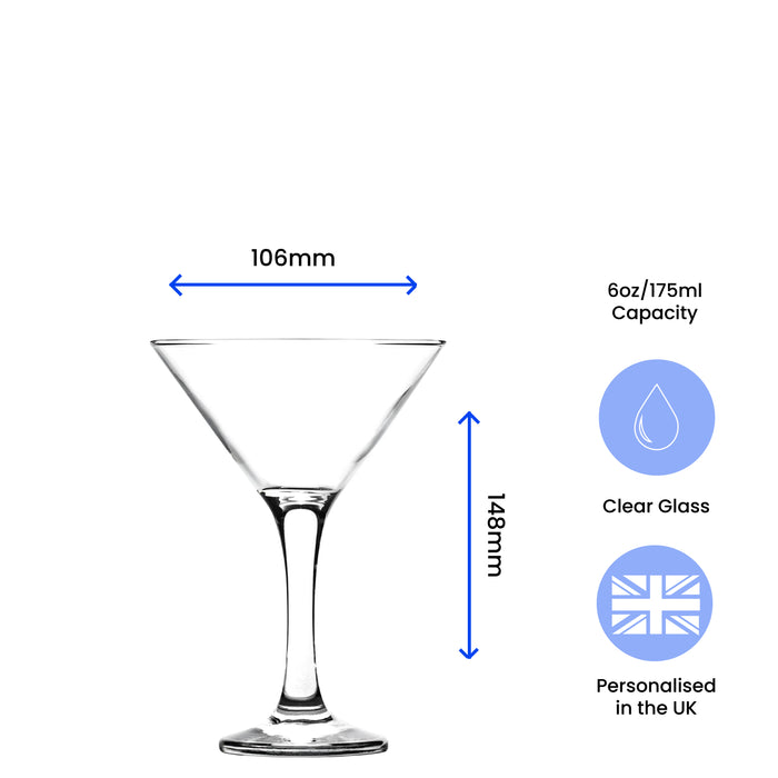 Engraved Petite Martini Glass Image 3