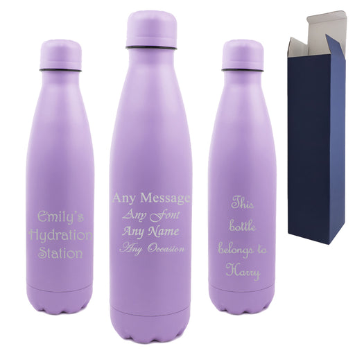 Personalised Engraved Purple 500ml Thermal Bottle, Personalise with Any Message or Name Image 1