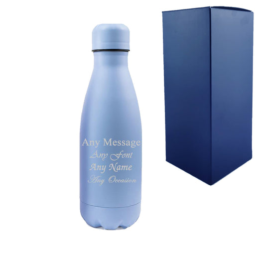 Engraved Blue 350ml Thermal Bottle, Personalise with Any Message or Name Image 1
