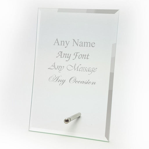 Personalised engraved 7 inch bevelled Glass Plaque, Personalise with any message Image 1