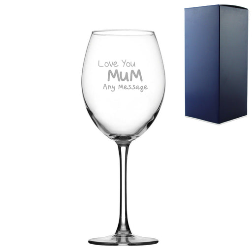 Engaved Wine Glass 19oz With Love You Mum Design Image 1