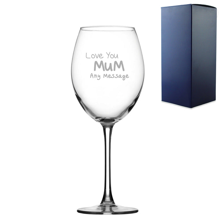 Engaved Wine Glass 9oz With Love You Mum Design Gift Boxed Image 1