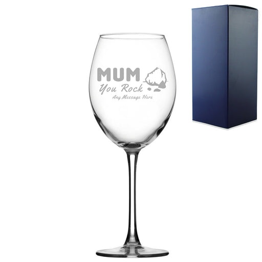 Engaved Wine Glass 19oz With Mum You Rock Design Image 1