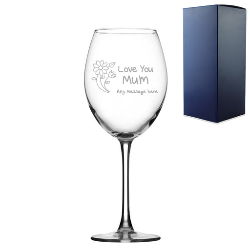 Engaved Wine Glass 19oz With Love You Mum Design Gift Boxed Image 1