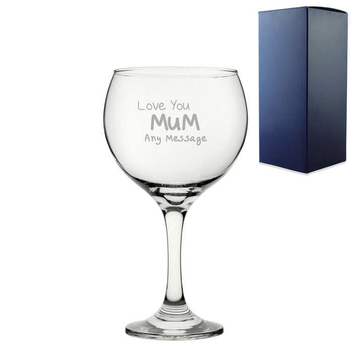 Engraved Gin Glass 22.5oz With Love You Mum Design Gift Boxed Image 2