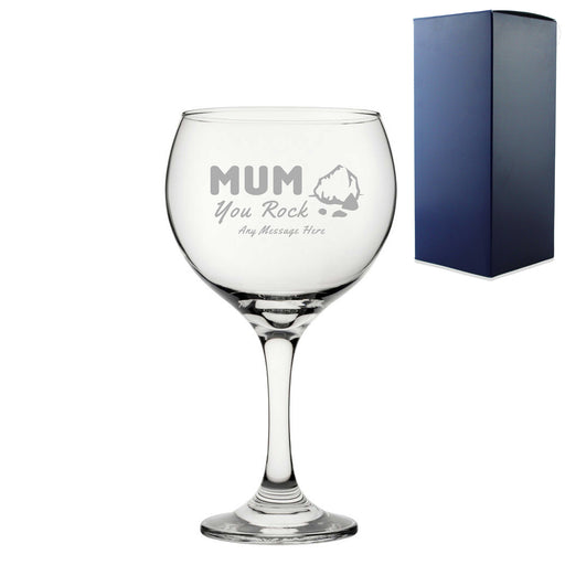 Engraved Gin Glass 22.5oz With Mum You Rock Design Gift Boxed Image 1