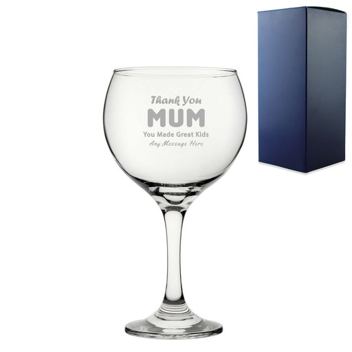 Engraved Gin Glass 22.5oz With Thank You Mum Design Gift Boxed Image 2