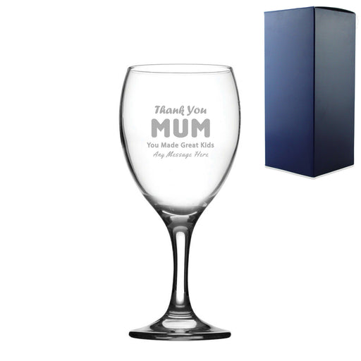 Engraved Wine Glass 12oz With Thank You Mum Design Gift Boxed Image 1