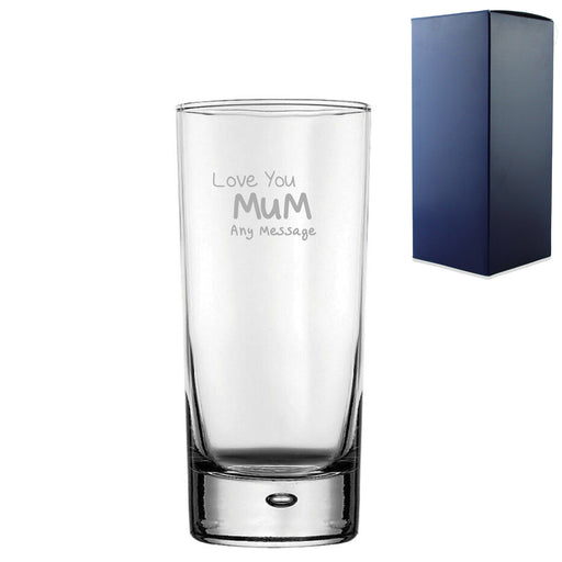 Engraved Hiball 13oz Glass With Love You Mum Design Gift Boxed Image 1