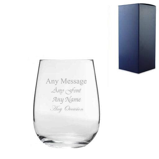 Engraved 475ml Corto Stemless Wine Glass with Gift Box Image 1